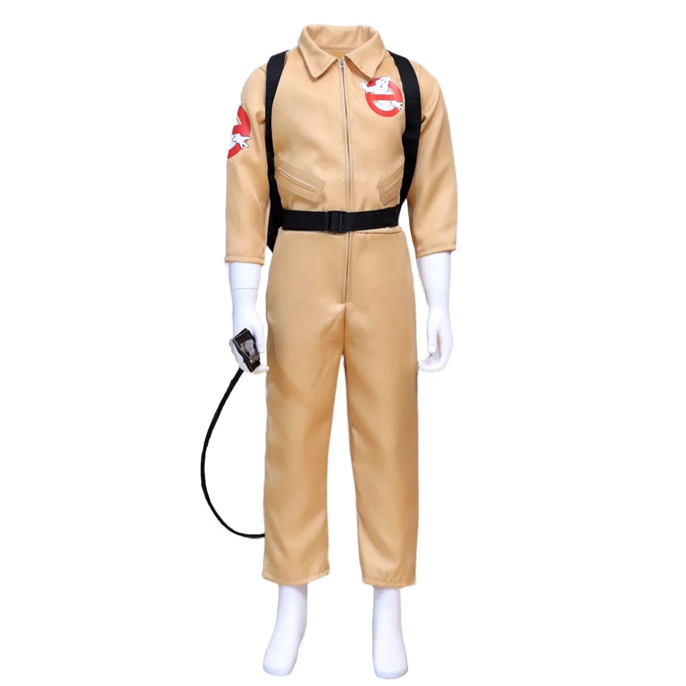 Kids Ghostbusters Movie Cosplay Costumes with Backpack Christmas Gift Carnival Theme Party Clothes Fans Collection