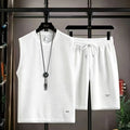 Summer men's vest sets high quality Gym jogging sportswear set Mesh quick drying fashion casual Vest + Shorts 2 piece set 3XL