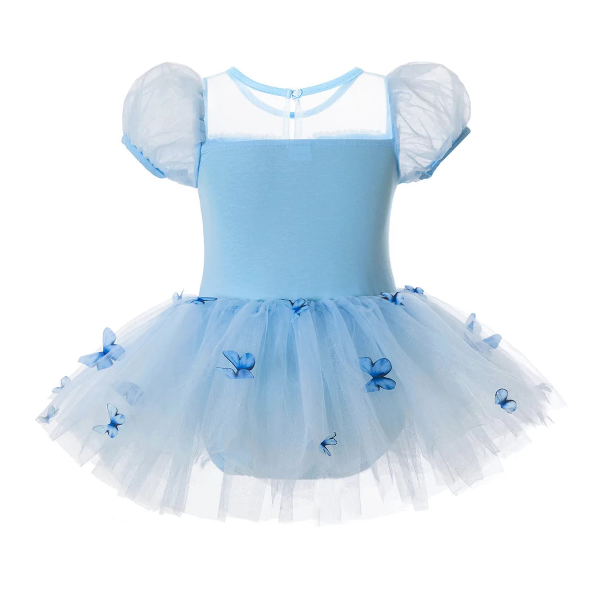 Cinderella Dancing Dress Girls Butterfly Applique Sequin Princess Ballet Clothes 2-8 Yrs Kid Training Uniform Blue Luxury Gown