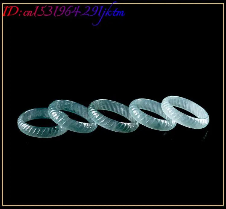 Blue Real Burmese Jadeite Rings Luxury Emerald Carved Gifts Vintage Amulet Designer Burmese Jade Natural Jewelry Accessories