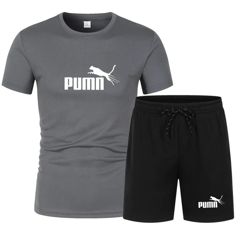 2026 summer hot selling men's clothing set fashionable short sleeved set casual sports set T-shirt+shorts two-piece set