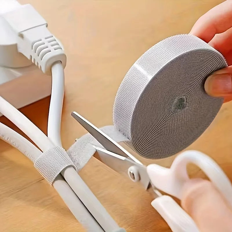 YITAPE 1M Silicone Hook and Loop Cable Organizer Reusable Cord Management Wire Wrap Strapping Tape for PC TV Phone Office Cable