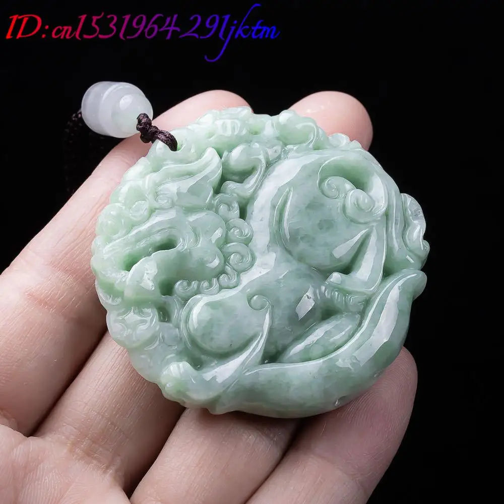 Natural Myanmar Jadeite Pixiu Pendant Necklace Carved Amulet Fashion Real Jade Talismans Accessories Designer Gifts for Women