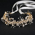Pearl Bridal Headband Sparkling with Ribbon Rhinestone Headpiece Comfortable To Wear Handmade Bridesmaid Headwear Prom Event