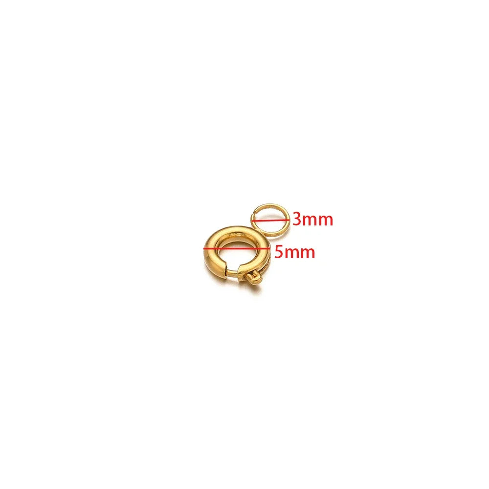 10pcs Stainless Steel Spring Ring Clasps Round Lobster Clasp Hooks Necklace Connectors for DIY Fashion Jewelry Bracelet Findings