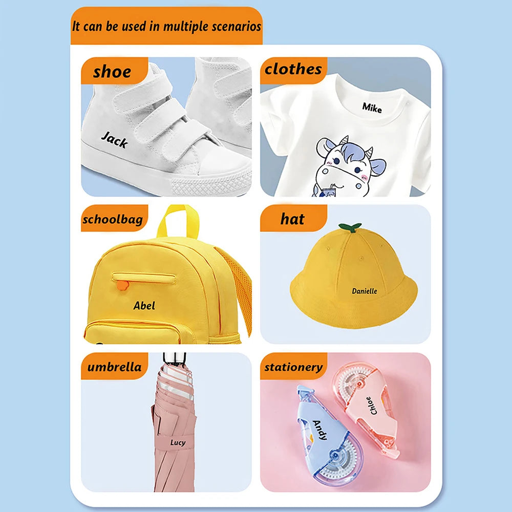 Personalized Custom Kids Name Stamp Cute Signature Text Seal Waterproof Ink Kindergarten Clothes Label Customized Name Stamp