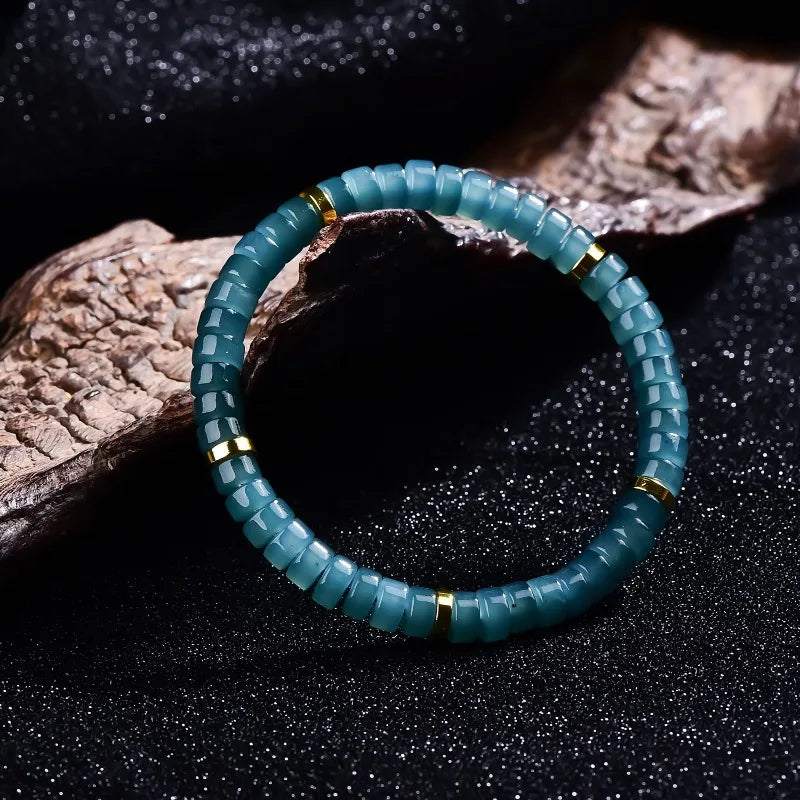 Natural Jadeite Blue Water Abacus Beads Spacer Bracelet Luxury Quality Jewelry Fashion Jewelry Exquisite Charms Gift Certificate