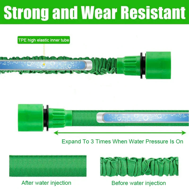 High Pressure Car Wash Hose Garden Hose Expandable Flexible Magic Water Pipes Home Garden Daily Watering Tools 25FT-200FT