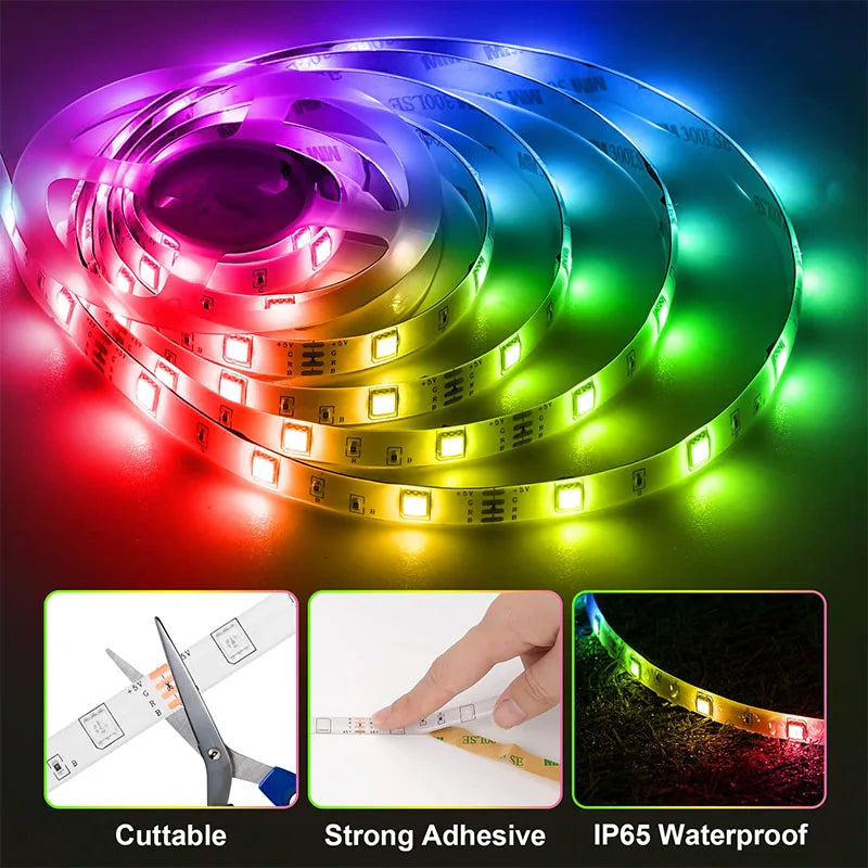 RGB LED Light Strip Lights USB 5V TV Backlight Atmosphere Lights APP Remote Control Flexible Lamp Tape Christmas Party Light