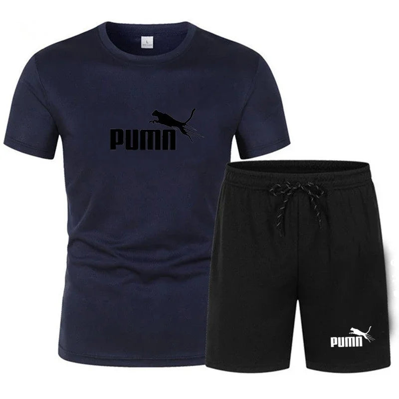 2026 summer hot selling men's clothing set fashionable short sleeved set casual sports set T-shirt+shorts two-piece set