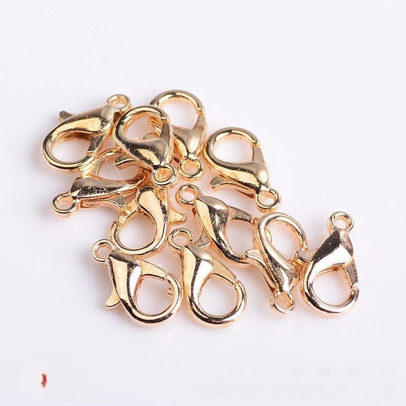 100pcs 9 12 14mm Zinc Alloy Lobster Clasps Multi Sizes for DIY Handmade Jewelry Necklace Bracelet Making Accessories