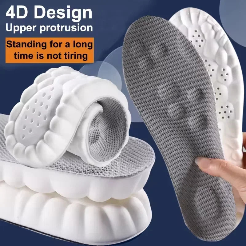 Soft Breathable Shock Absorption Cushion Running Insoles 4D Cloud Technology PU Sole Sports Insoles For Orthopedic Care 2026 New