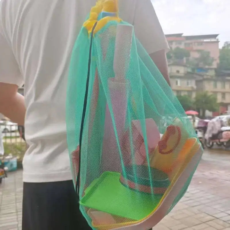 Large Capacity Portable Mesh Beach Storage Bag Breathable Foldable 1Pc Tote for Kids Beach Toys Pool Parties
