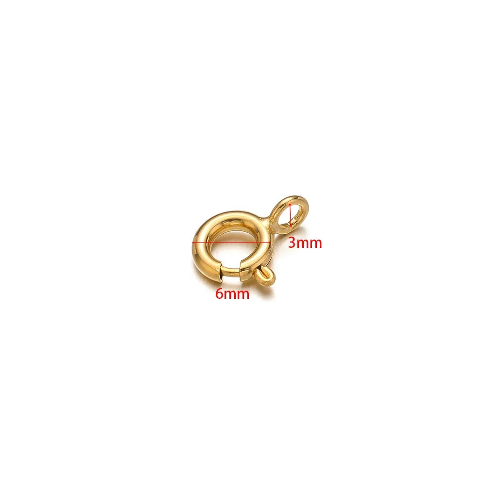 10pcs Stainless Steel Spring Ring Clasps Round Lobster Clasp Hooks Necklace Connectors for DIY Fashion Jewelry Bracelet Findings