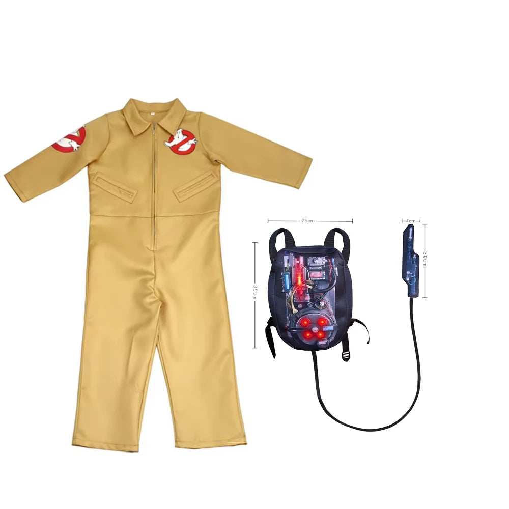 Kids Ghostbusters Movie Cosplay Costumes with Backpack Christmas Gift Carnival Theme Party Clothes Fans Collection