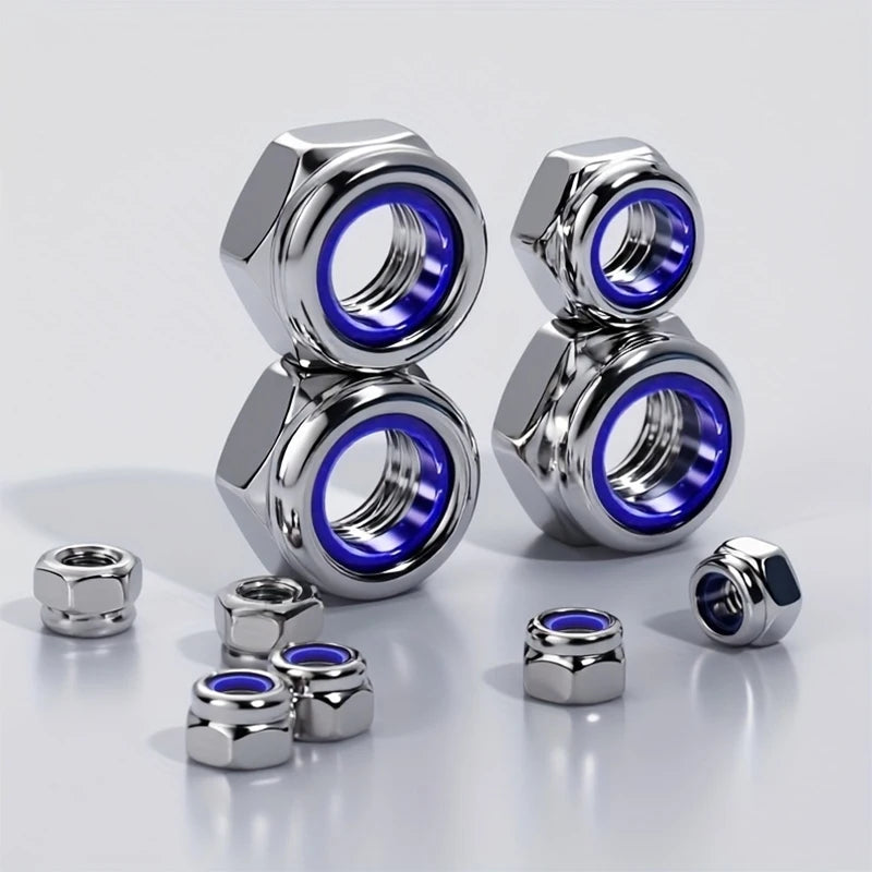 210/150pcs Stainless Steel Hex Lock Nuts, Anti-Slip Self-Locking M3-M8/M4-M6 Assortment for Industrial/Construction/Automotive