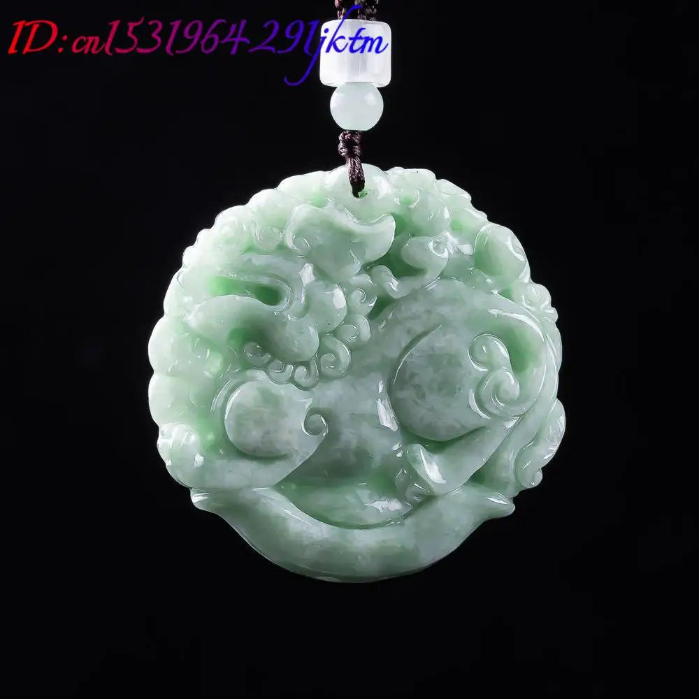 Natural Myanmar Jadeite Pixiu Pendant Necklace Carved Amulet Fashion Real Jade Talismans Accessories Designer Gifts for Women