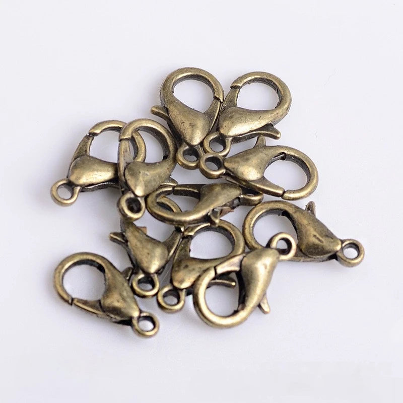 100pcs 9 12 14mm Zinc Alloy Lobster Clasps Multi Sizes for DIY Handmade Jewelry Necklace Bracelet Making Accessories