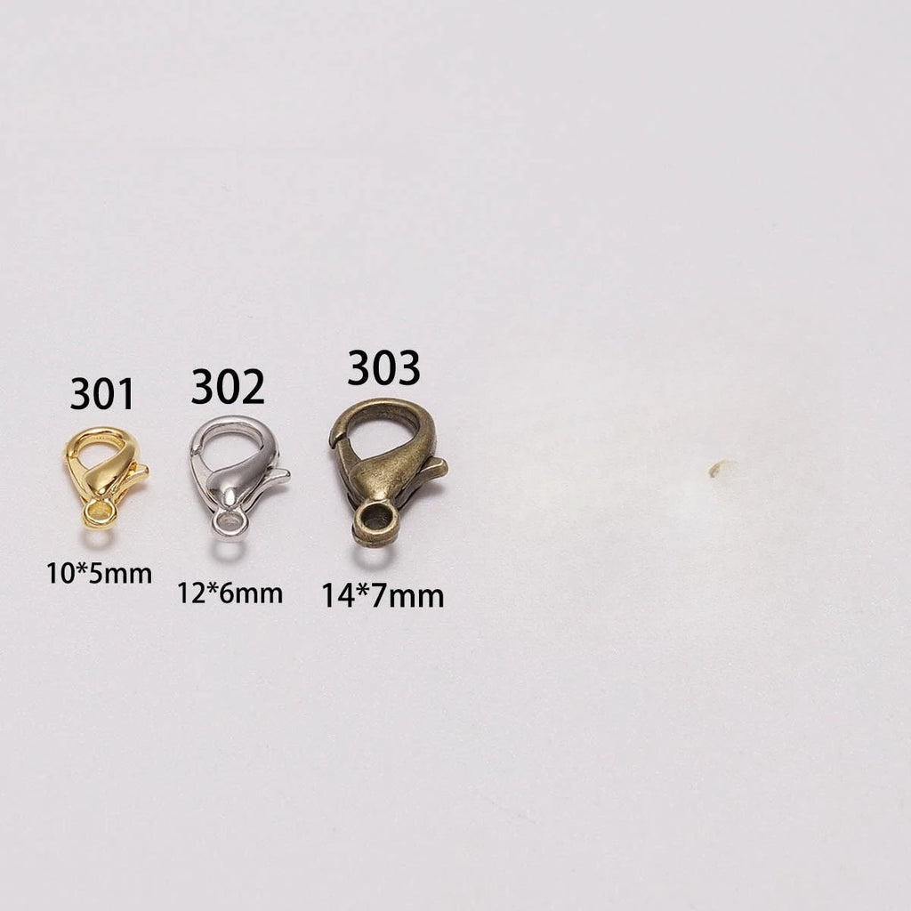100pcs 9 12 14mm Zinc Alloy Lobster Clasps Multi Sizes for DIY Handmade Jewelry Necklace Bracelet Making Accessories