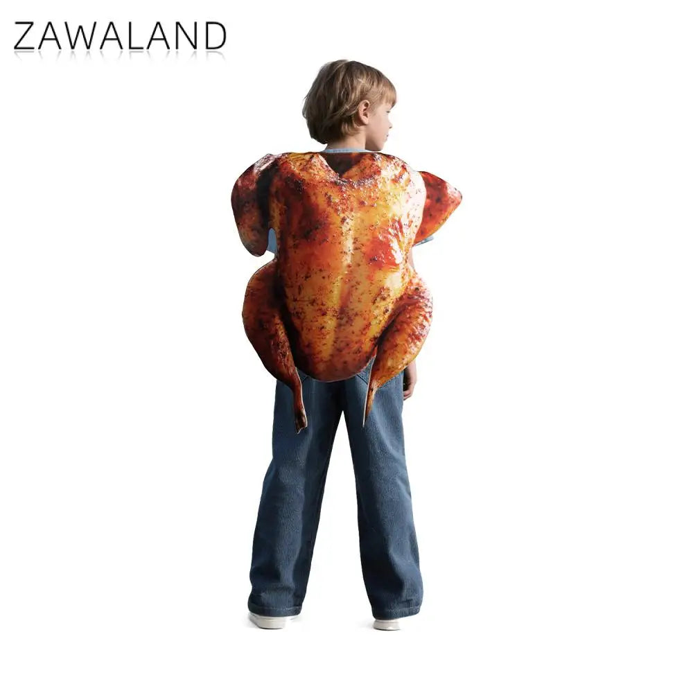 Zawaland Funny Roasted Turkey Costumes Adult Kid Cosplay Orleans Chicken Clothes Sponge Suit Thanksgiving Day Party Outfit